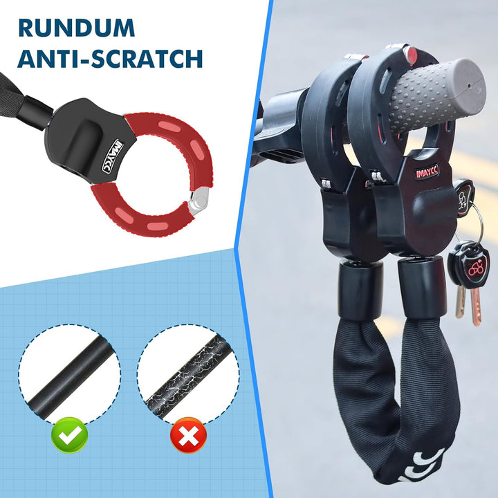 IMAYCC Neue E Scooter Schloss 8MM, Handschellenschloss mit Schlüssel, Schloss für E Scooter mit Gumm