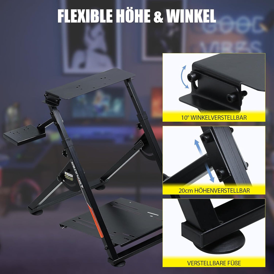 GTPLAYER Lenkradständer für Lenkrad Gaming Wheel Stand Racing Lenkradständer mit V1 V2 Schalthebelha
