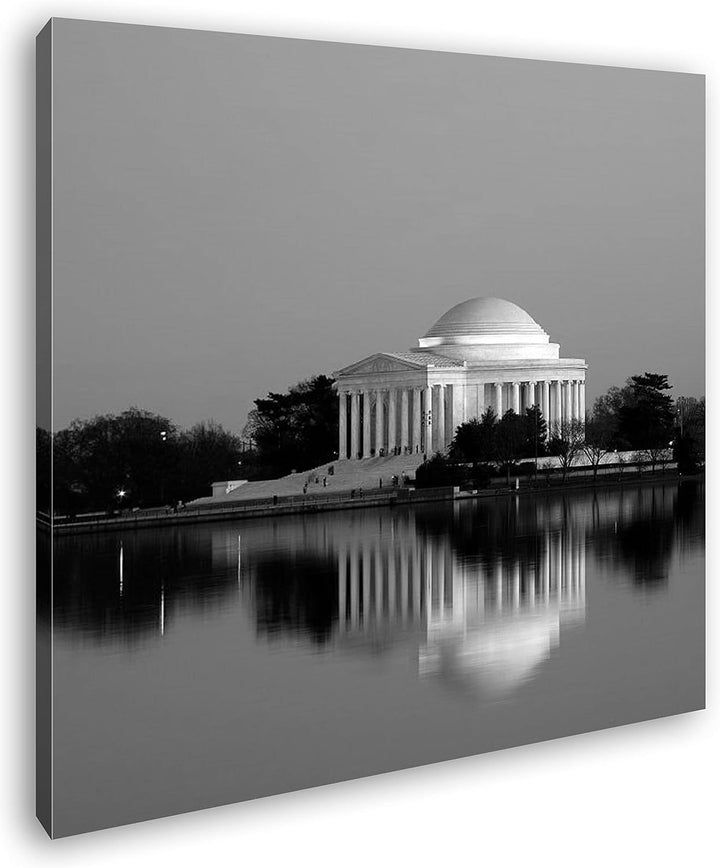 Jefferson Memorial in Washington DC Format: 70x70 Effekt: Schwarz&Weiss als Leinwandbild, Motiv auf