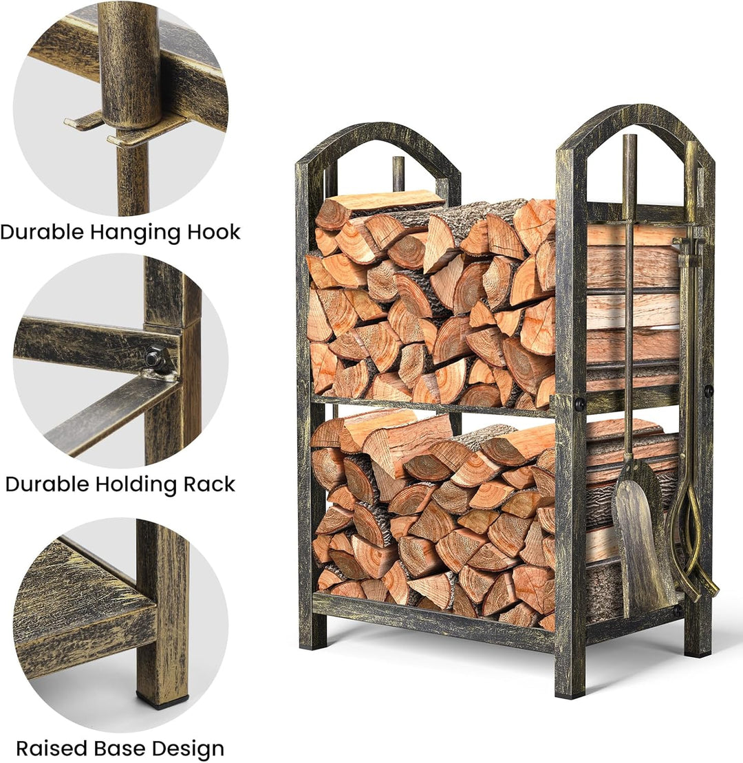 Amagabeli Kamin Kaminholz Holzregal mit Werkzeugsets Indoor Holzhalter Kamin Outdoor Holzhalter Rack