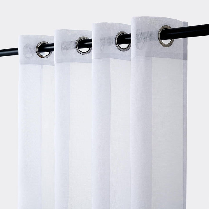 MRTREES Voile Gardinen Farbverlauf Leinenoptik Transparent Vorhang Kurz Tüllvorhang mit Ösen in Grau