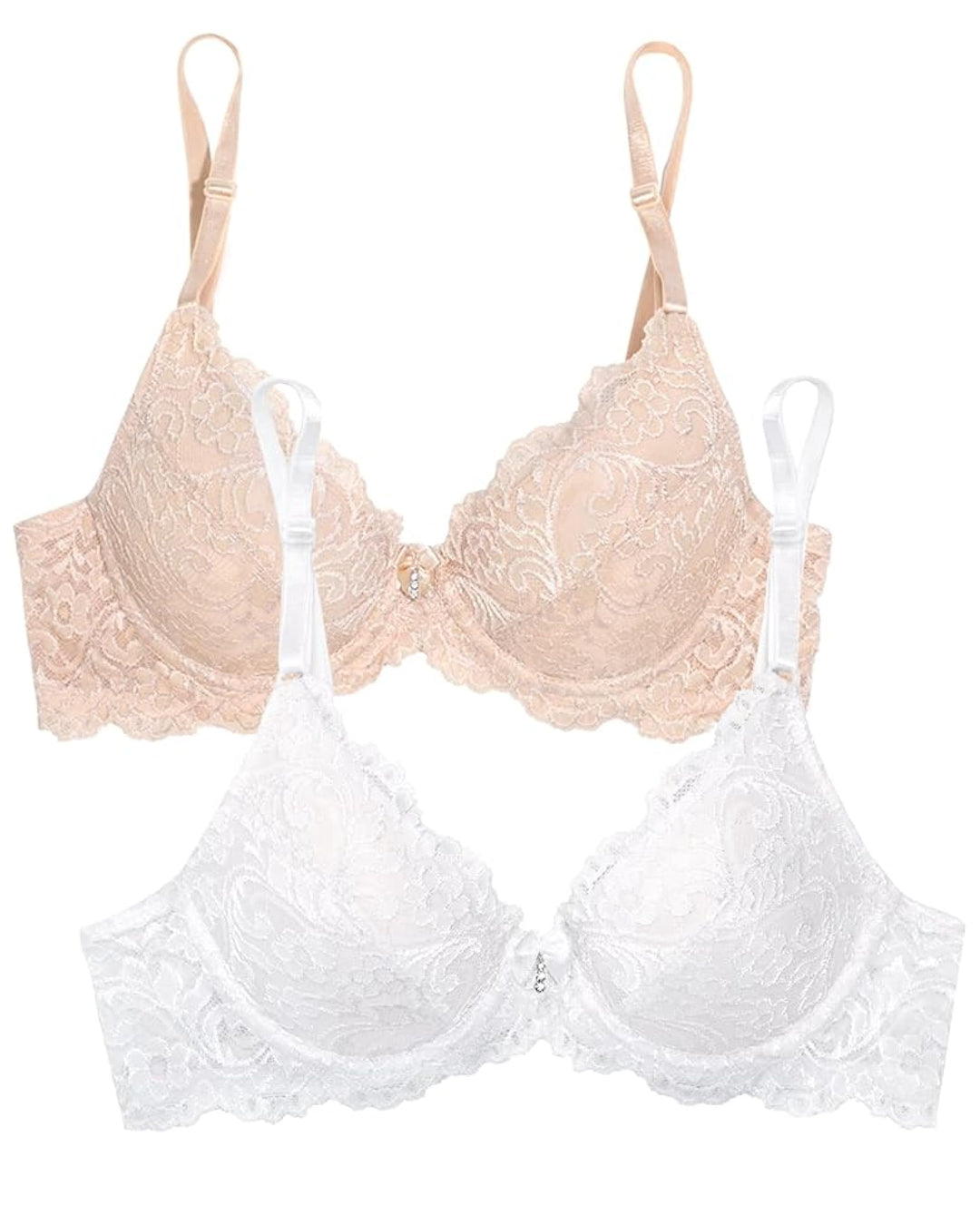Smart & Sexy Damen Damen Signature Lace Push Up BH 2er Pack Push-Up-BH (2er Pack) 75D In The Buff/Wh