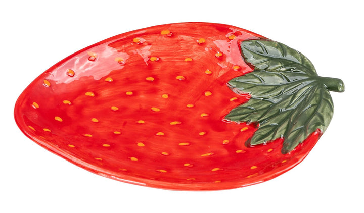 levandeo Teller Erdbeere Keramik 26cm Erdbeerschale Sommer Obst Dekoschale Tischdeko Servierschale A
