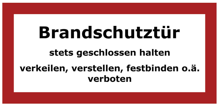 10 grosse Aufkleber Brandschutztür für Feuerschutzabschluss, 30 x 14 cm Schild, Hinweis, Hinweisaufk