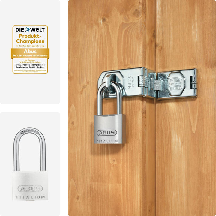 ABUS Vorhängeschloss Titalium 64TI/40HB40 mit hohem Bügel - Kellerschloss mit Schlosskörper aus Spez