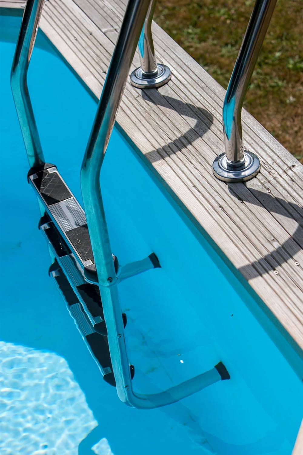 Gre 126674 - Rutschfeste Poolleiter für Echtholzpools, mit 3 Stufen, aus Edelstahl, 50 x 162,5 cm