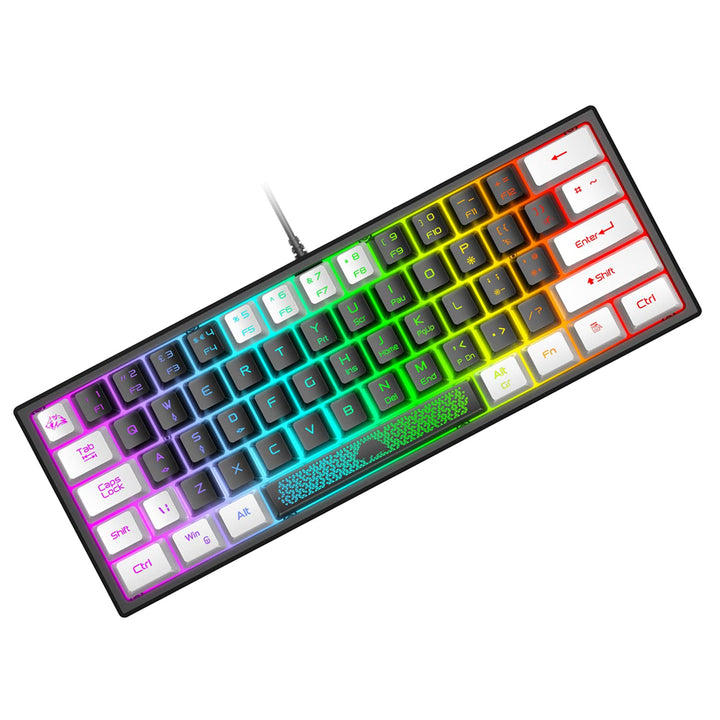 Mini 60% Gaming-Tastatur, Membran Game Keyboard mit Halbmechanisch Tasten, Optical RGB-Chroma-Backli
