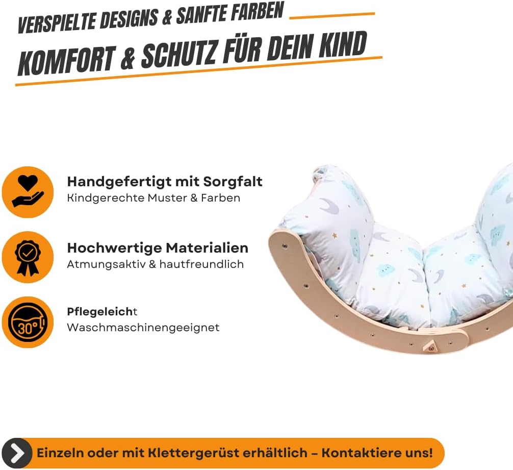Lululearn® Kissen für Kletterbogen [Weich & Bequem] - Gepolsterte Auflage für Montessori Spielbogen