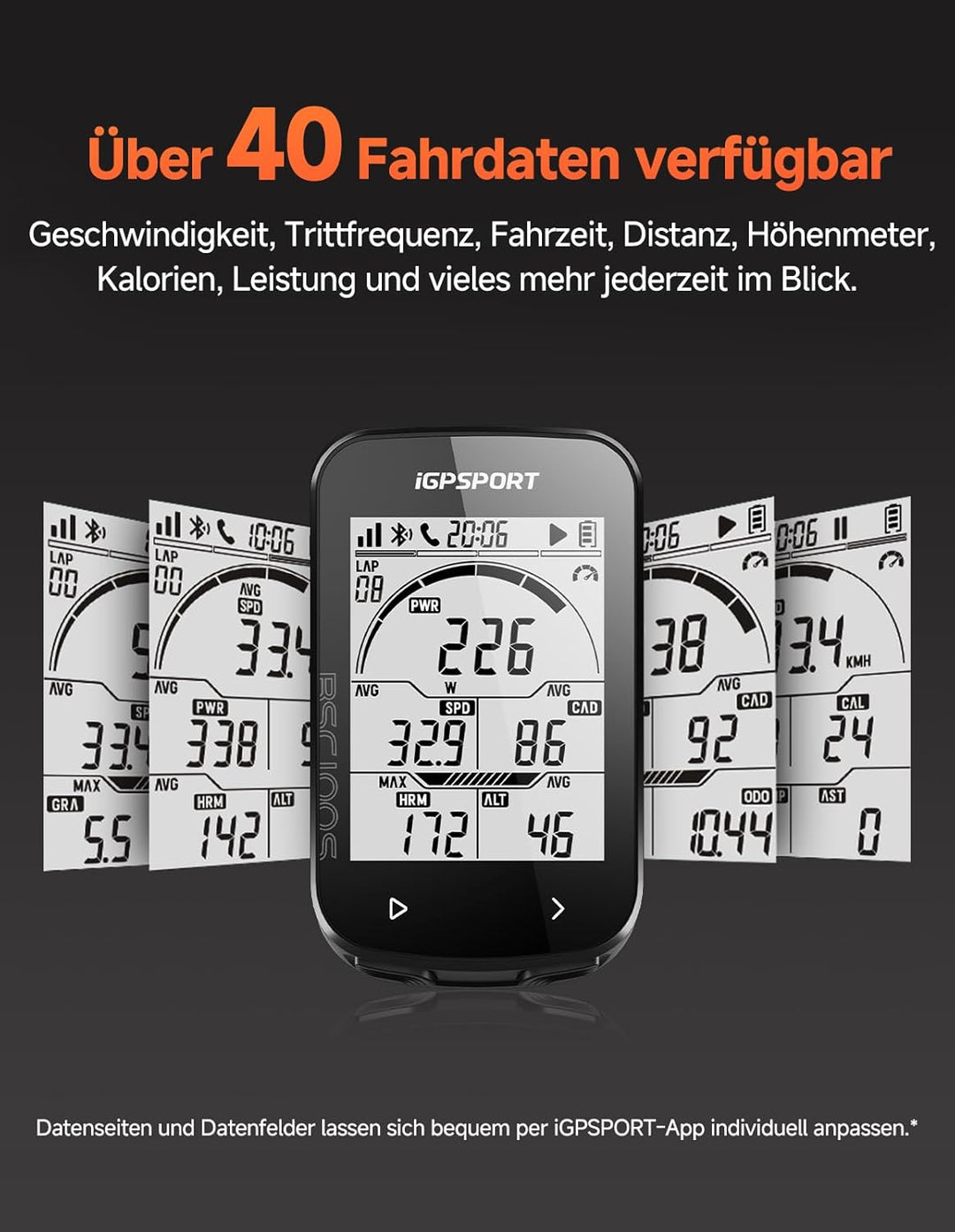 iGPSPORT BSC100S Fahrradcomputer Kabellos, 2.6'' Display Fahrradtacho Kabellos, IPX7 Wasserdicht 40H