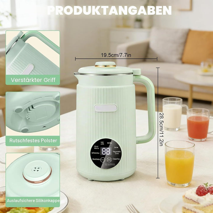 Nussmilchmaschine 8-in-1, Pflanzenmilchbereiter 1200 ml mit Selbstreinigung, Warmhaltefunktion &amp; Tim