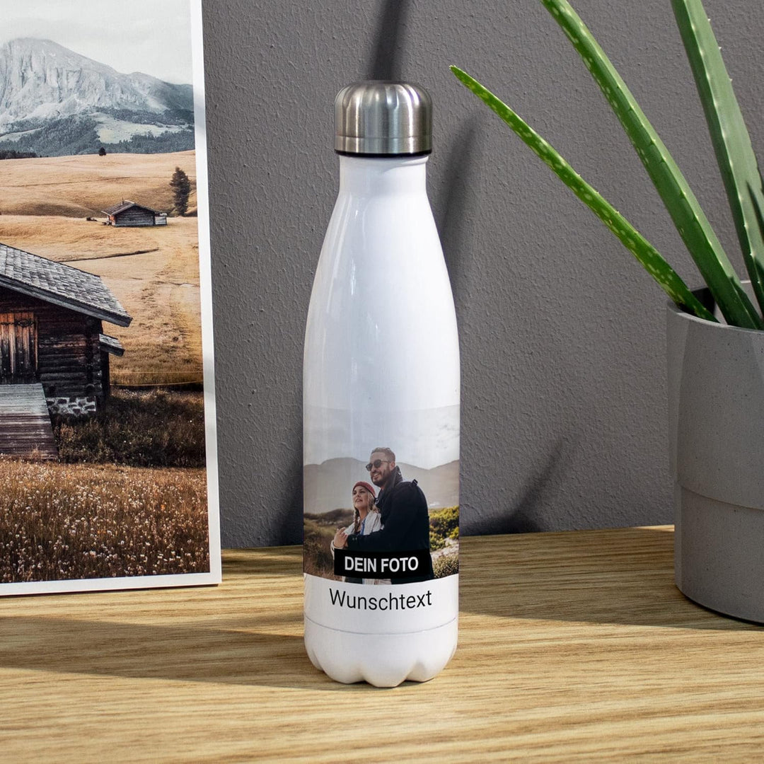 Personalisierte Trinkflasche - Thermo-Trinkflasche mit eigenem Foto selbst gestalten - Thermosflasch