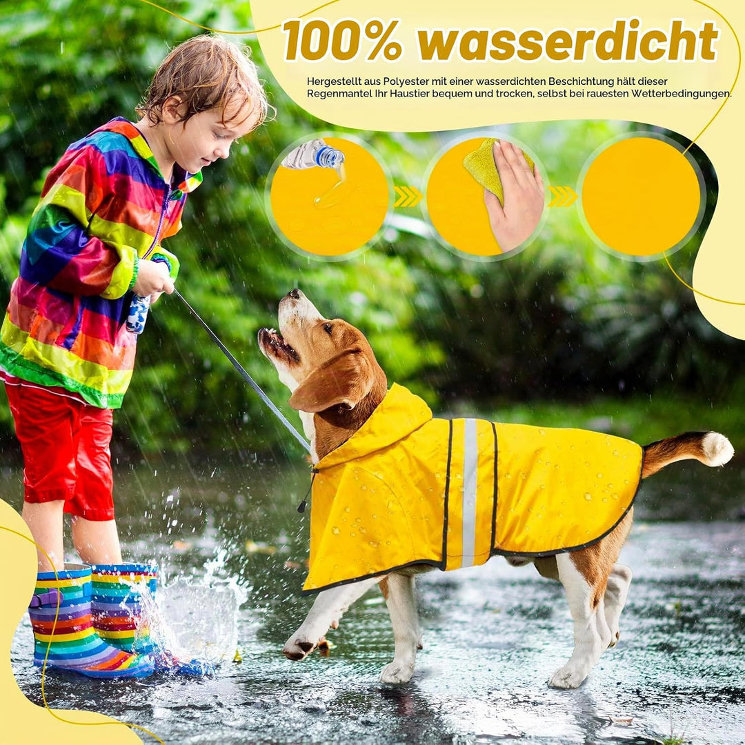 Weesiber Regenmantel Hund – Reflektierender hunderegenmantel wasserdicht verstellbare Regenjacken fü