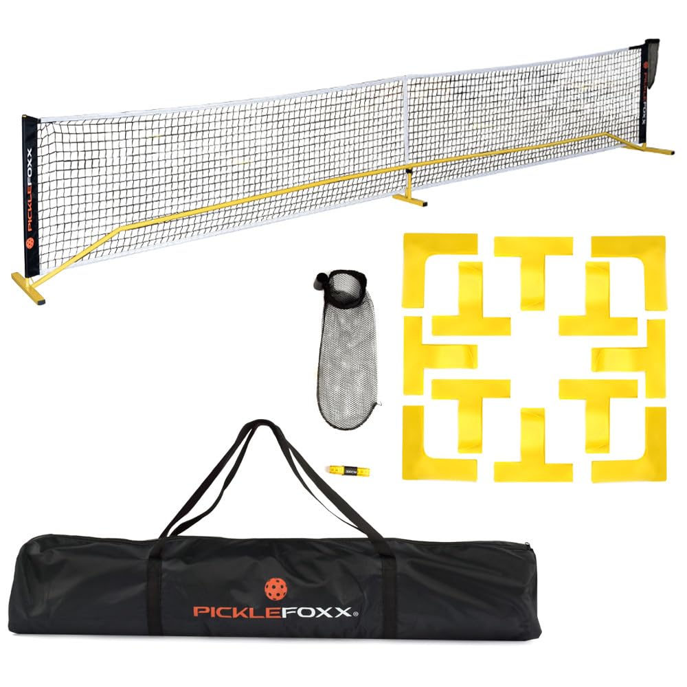 PICKLEFOXX Pickleball Set Netz mit Balltasche und Bodenmarkierung