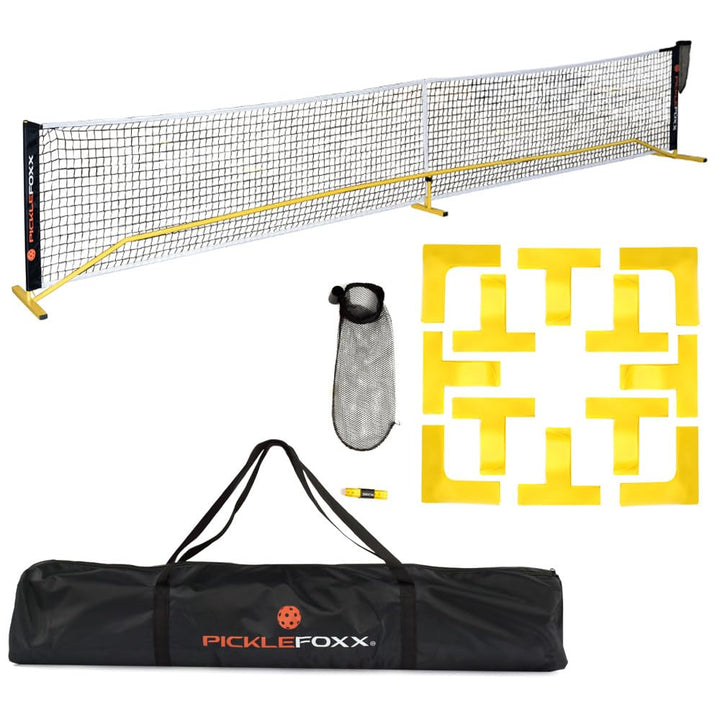 PICKLEFOXX Pickleball Set Netz mit Balltasche und Bodenmarkierung