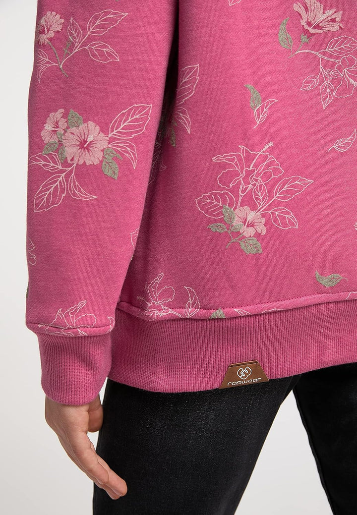 Ragwear THEA Flowers Zip Mädchen Sweatjacke mit Kapuze Cardigan Strickjacke Sweatshirt mit Blumen Mo