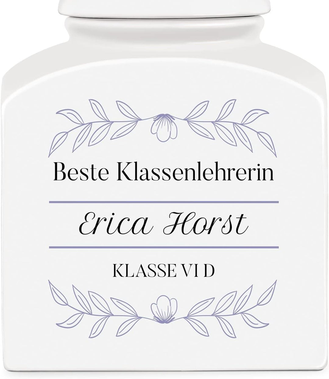 Maverton Keramik Keksdose mit Aufdruck - Vorratsbehälter mit Deckel - Vorratsglas personalisiert - G
