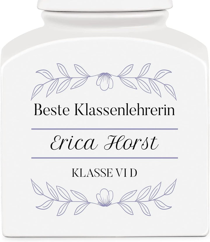 Maverton Keramik Keksdose mit Aufdruck - Vorratsbehälter mit Deckel - Vorratsglas personalisiert - G