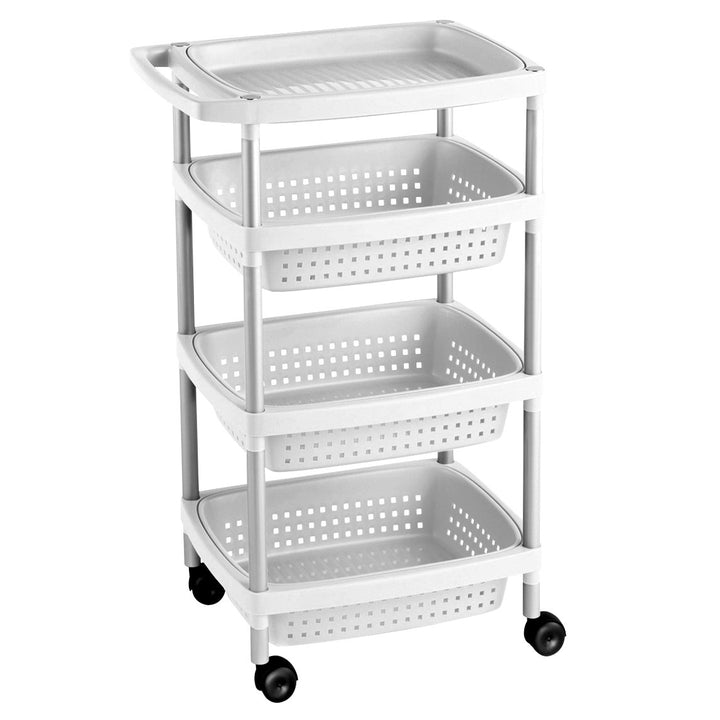 TATAY 7738201 - 4-stufiger Gemüsewagen, Kunststoff, Weiss, 33 x 43 x 10,3 cm, One Size 4 Abnehmbare