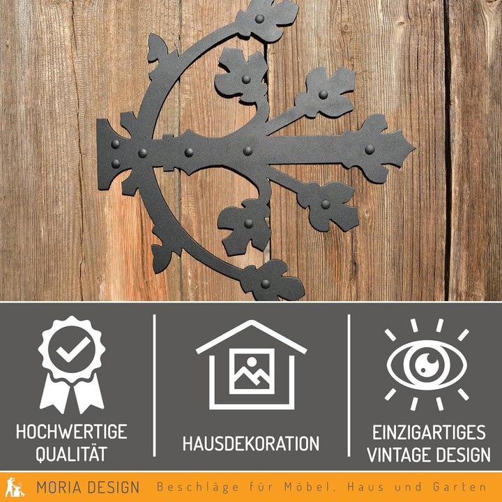 MORIA DESIGN Dekorative Kreuzgehänge‎ 450 x 445 x 3 mm | Retro rustikales Scharnier für Schranktür,