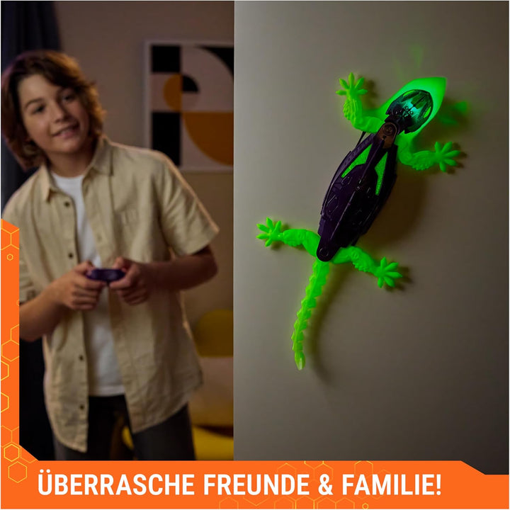 HEX BOTS – Wandflitzer Gecko Glow-in-The Dark, RC-Gecko mit LED-Augen & Glow-in-The-Dark-Beinen, das