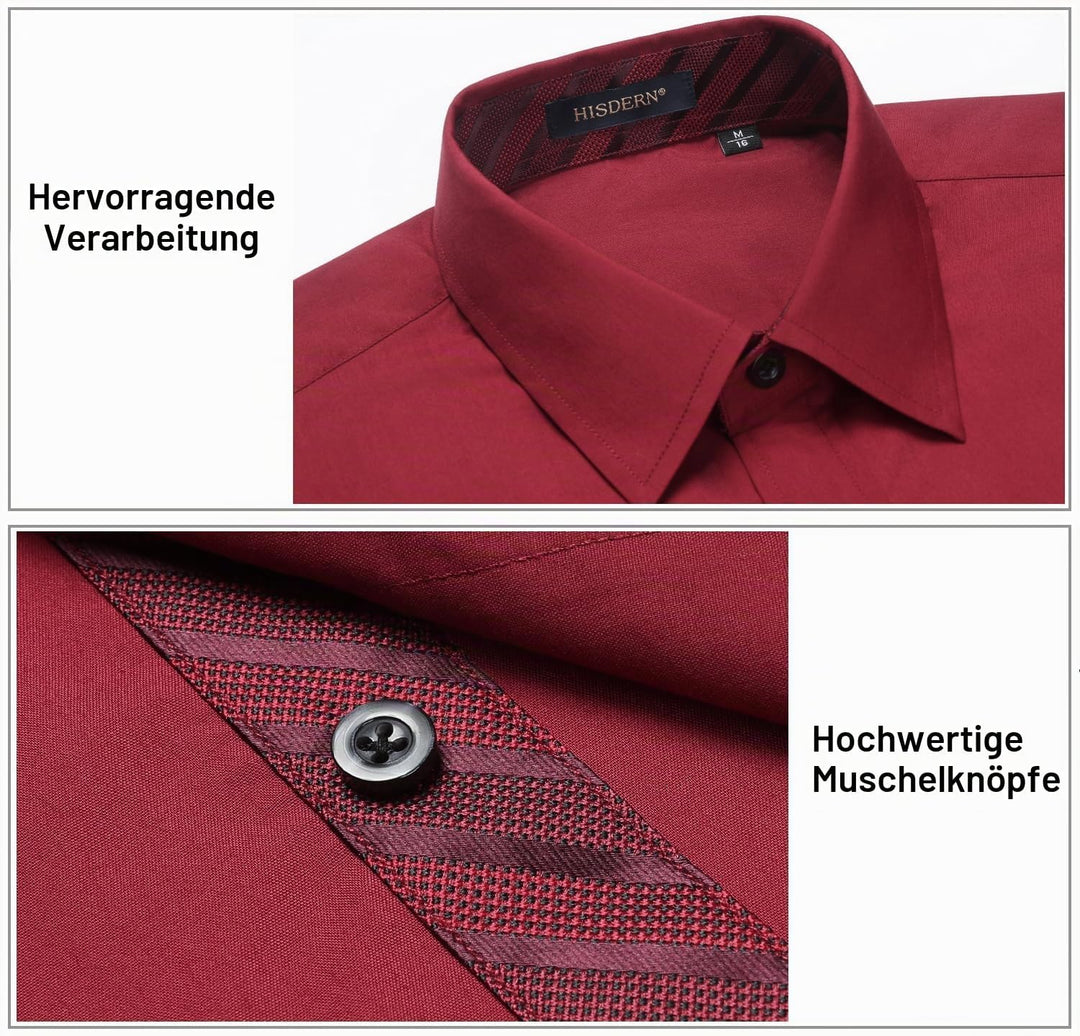 HISDERN Herren Hemd formelle Freizeithemd Businesshemden Freizeithemden Langarm Baumwolle Klassisch