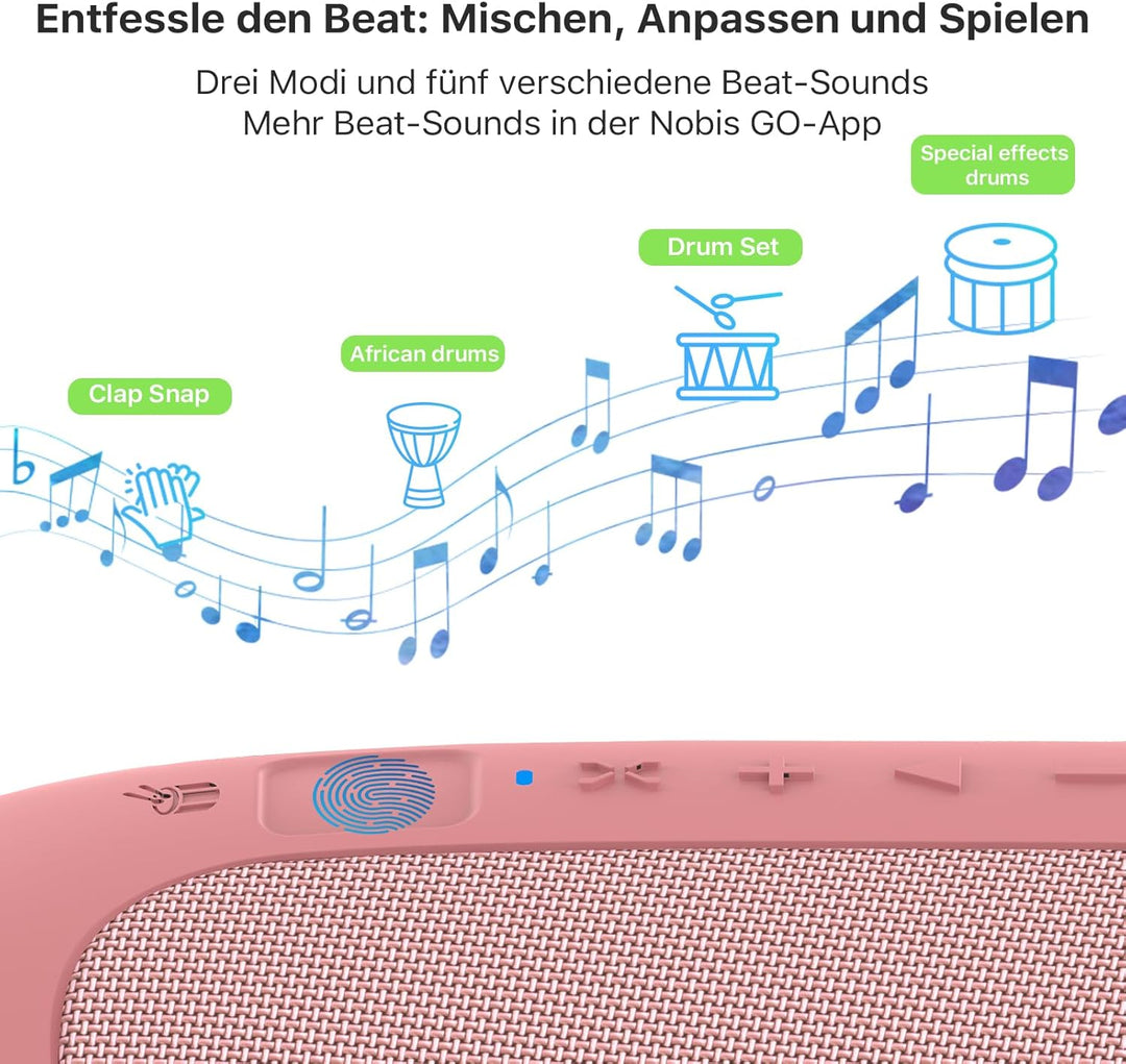 NOBIS Clip N1 Tragbarer Bluetooth Lautsprecher mit App, Beat-Modus, bis zu 24 Stunden Spielzeit, IP6