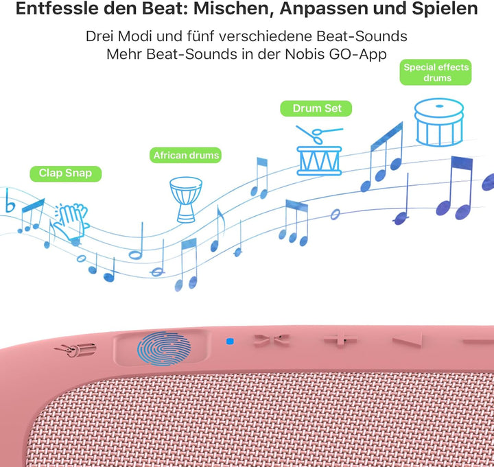 NOBIS Clip N1 Tragbarer Bluetooth Lautsprecher mit App, Beat-Modus, bis zu 24 Stunden Spielzeit, IP6