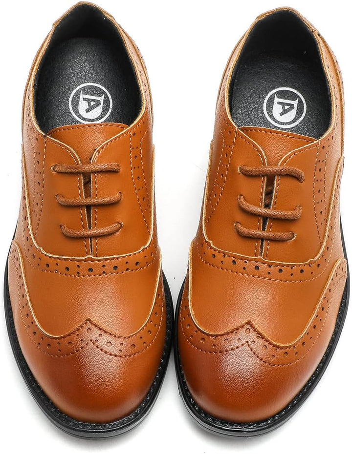 DADAWEN Jungen Schnürhalbschuhe Schule Uniformschuhe Anzugschuhe 27 EU Gelb, 27 EU Gelb