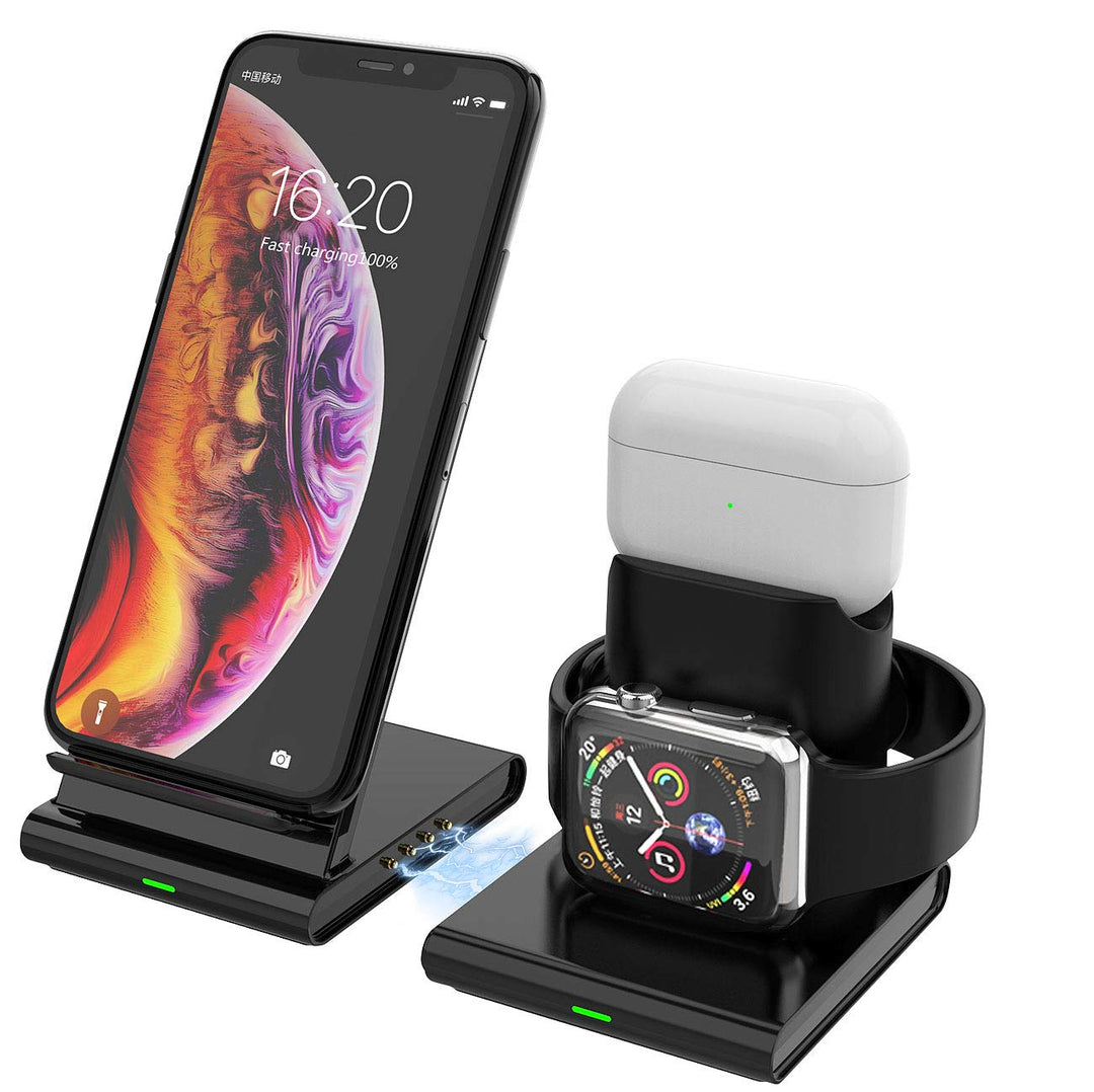 Callstel Ladestation Smartphone: 3in1-Induktions-Ladestation für Smartphone, Apple Watch & AirPods,