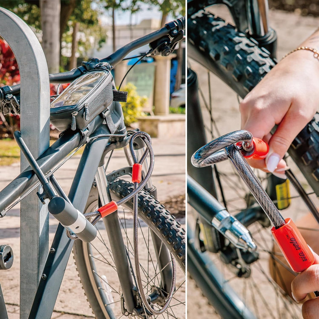 Via Velo Bügelschloss mit vandalismussicherem Kabel 15 mm mit 3 Schlüsseln und wetterfestem, schlags