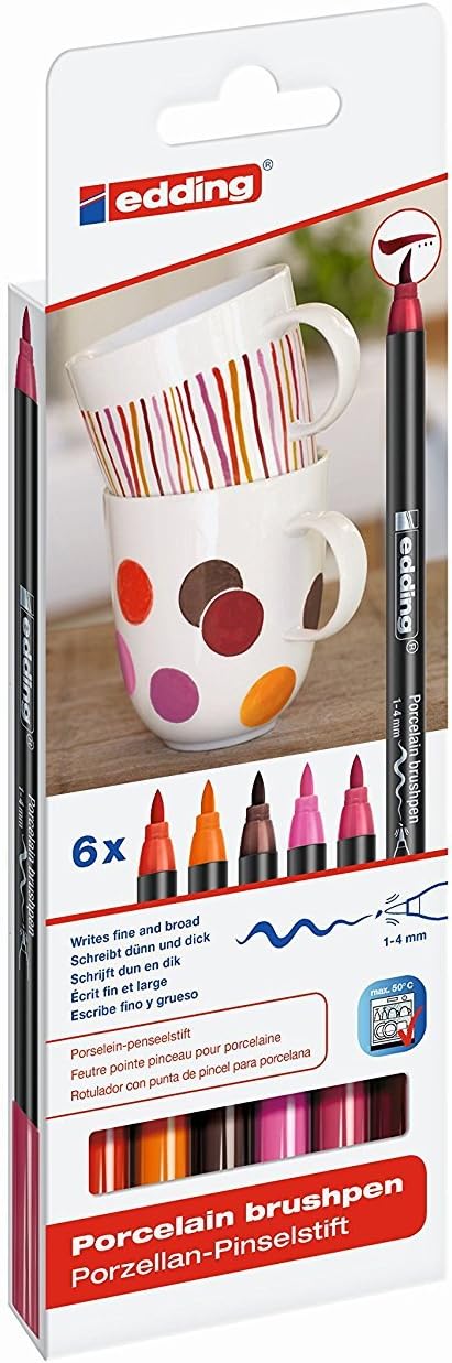 edding 4200 Porzellan-Pinselstift (auch für Glas und Keramik) [ Alle 3 Sortierungen ] Porzellan-Brus