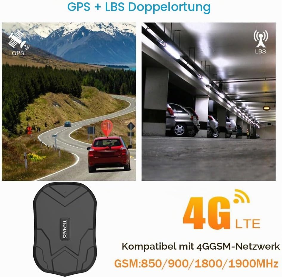 TKMARS GPS Tracker Auto Tracker für Auto 20000 Mah bis Zu 240 Tage Standby-Zeit GPS Tracker mit SIM