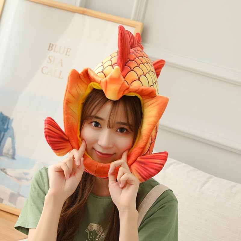 minkissy 1 Stück Funky Fischkopf Hut für Kreative Halloween Kopfbedeckung Weiches Material für Party
