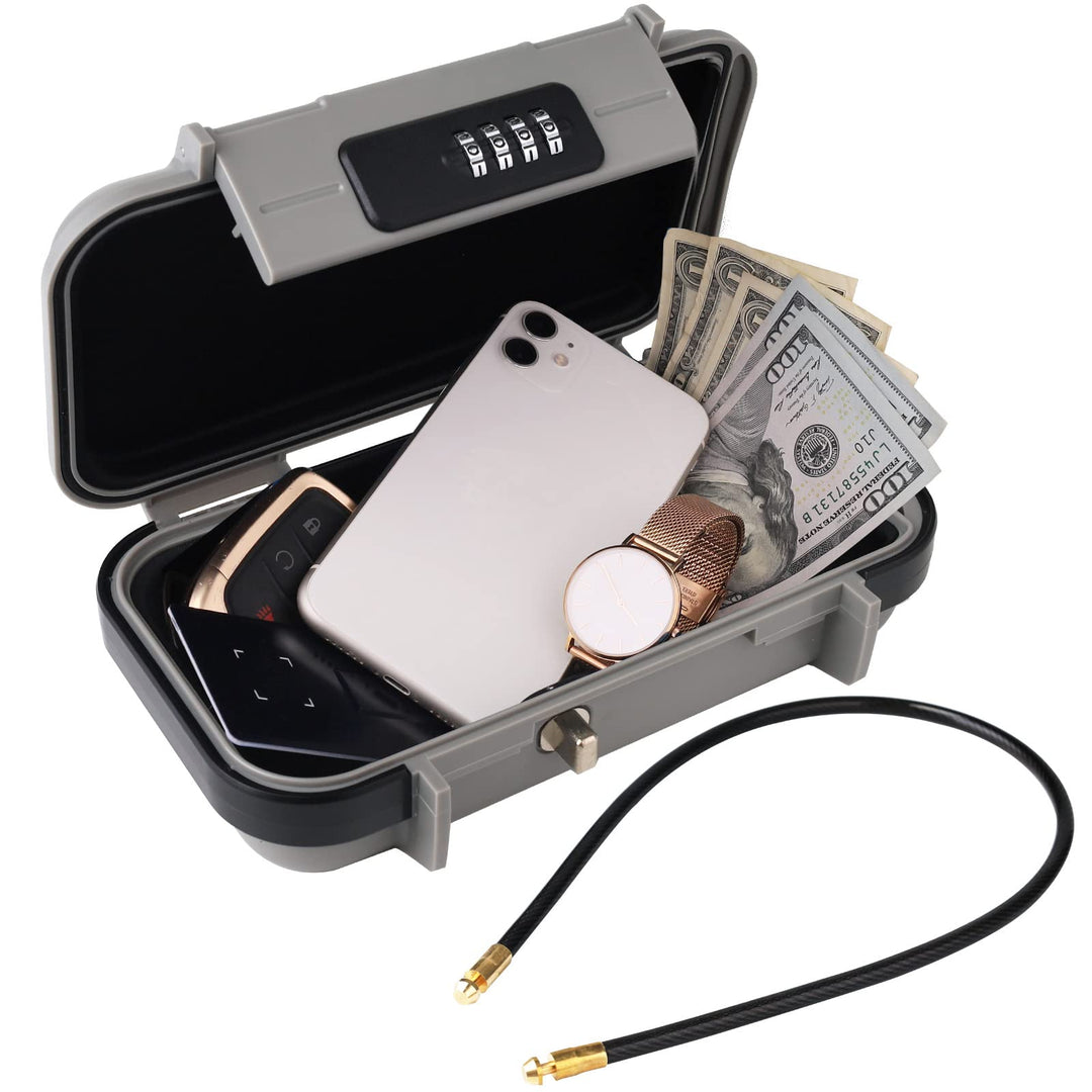 NBYT Tragbarer Safe Box, Zahlenschloss Code, wasserdichter Anti-Diebstahl-Mini-Reisesafe mit abnehmb