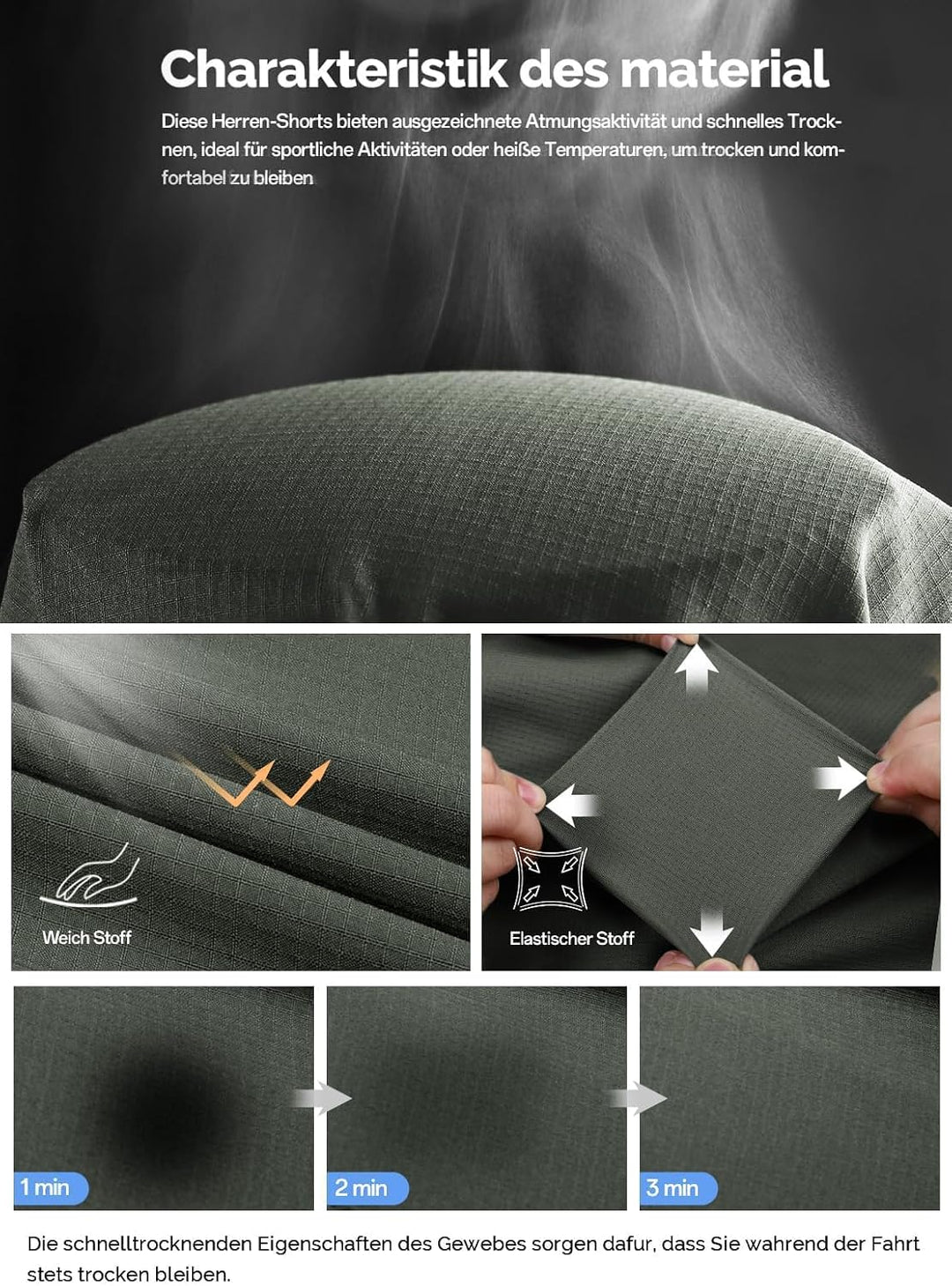 Cycorld Kurze-Hosen-Herren,Wanderhose MTB Hose Herren Kurz Atmungsaktiv Schnelltrocknende Bermuda Ca