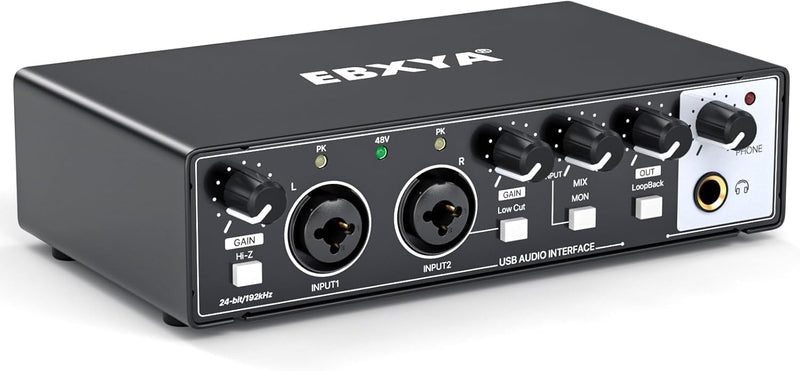 USB Audio Interface, EBXYA 24-Bit/192 kHz USB Soundkarte für Mac, PC, Phone, Mit MIC/XLR/Line Eingän