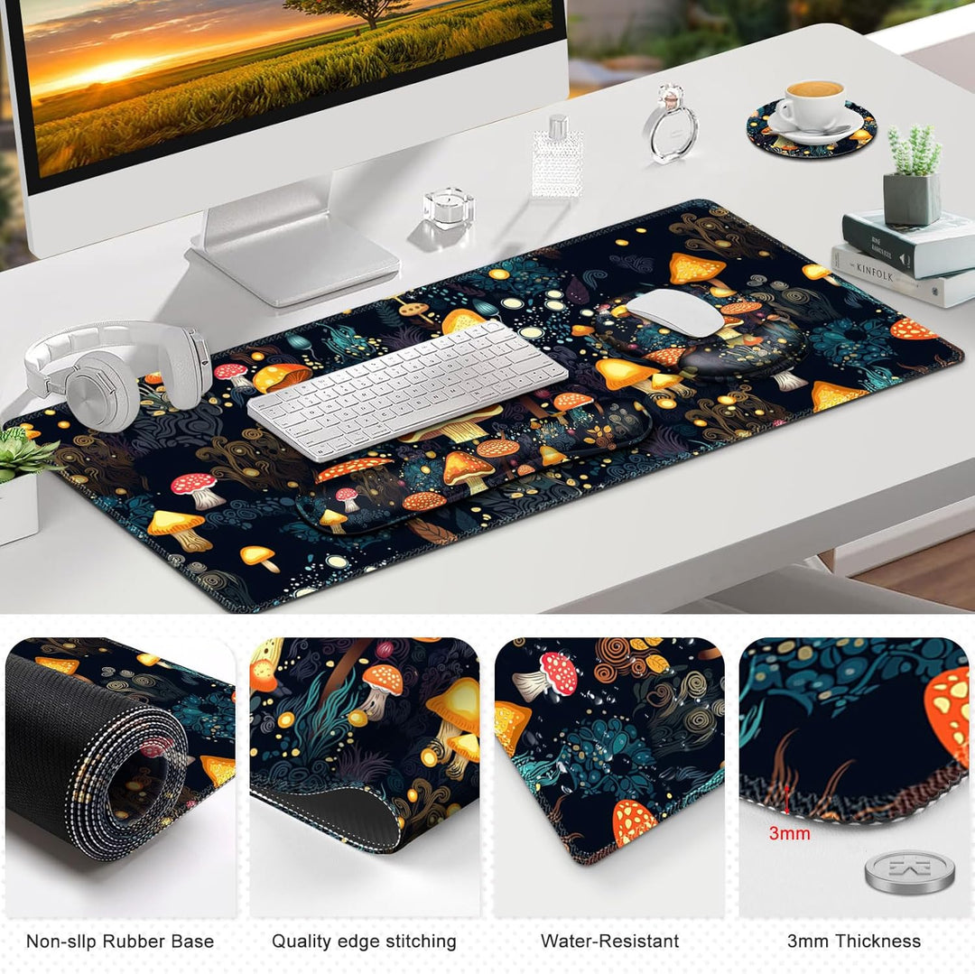 Gaming-Mauspad, grosse Schreibtischunterlage, niedlicher Schreibtischunterlage, 4-in-1 XXL-Mauspad +