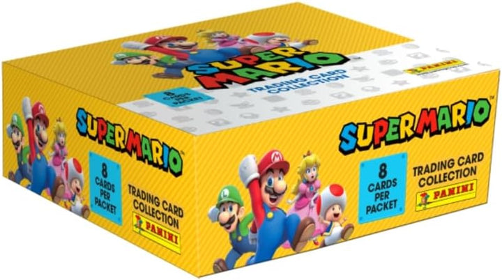 Panini 13385 Super Mario Trading Cards Box mit 18 Hüllen (8 Karten) Stickertüte, Mehrfarbig, OneSize