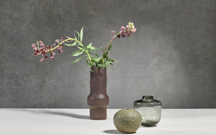 Villa Collection Daun Vase Dia. 15 x 16 cm Grau Glas 16,5 cm - dia. 15 cm Grau, 16,5 cm - dia. 15 cm
