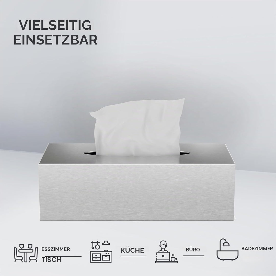ovimar Kosmetiktücher Box Fornaes | aus edlem Edelstahl | Silber | Taschentuchspender, Papierhandtuc