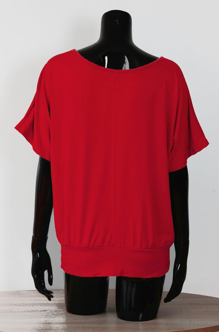 Van Der Rich ® - Oversize T-Shirt mit Fledermausärme - Damen Rot XXL, Rot XXL