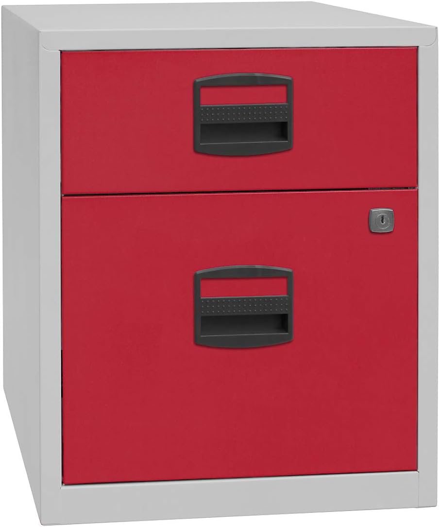 Bisley Home mobiler Beistellschrank PFA, 1 Universalschublade, 1 HR-Schublade, Metall, 355 Silber, 4