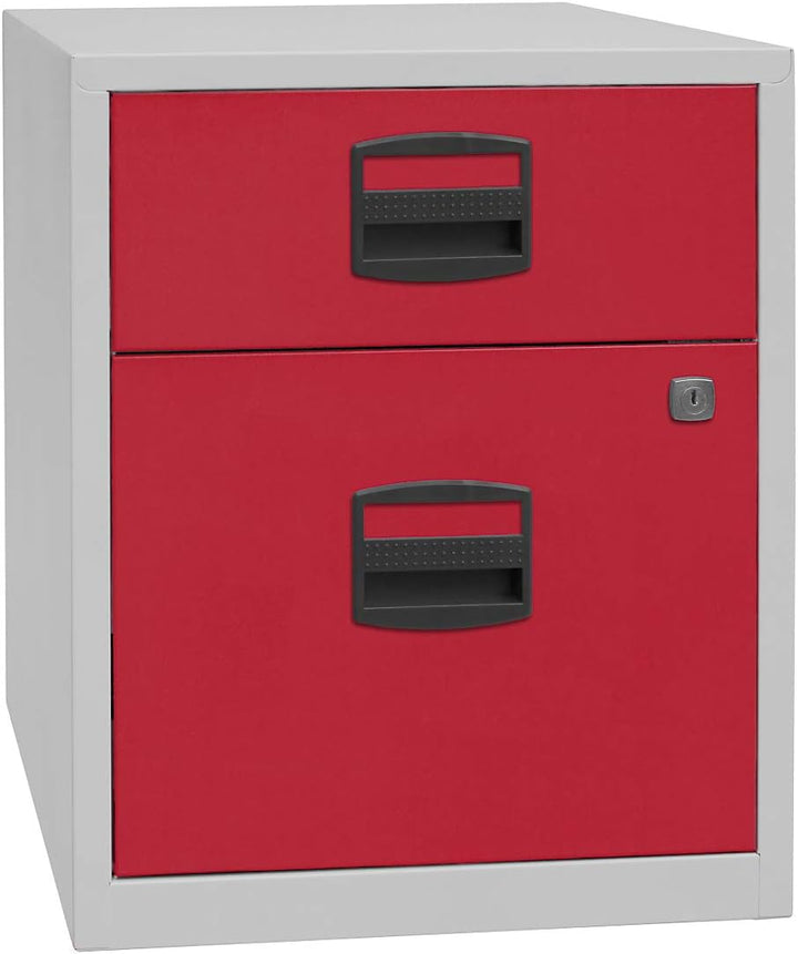 Bisley Home mobiler Beistellschrank PFA, 1 Universalschublade, 1 HR-Schublade, Metall, 355 Silber, 4