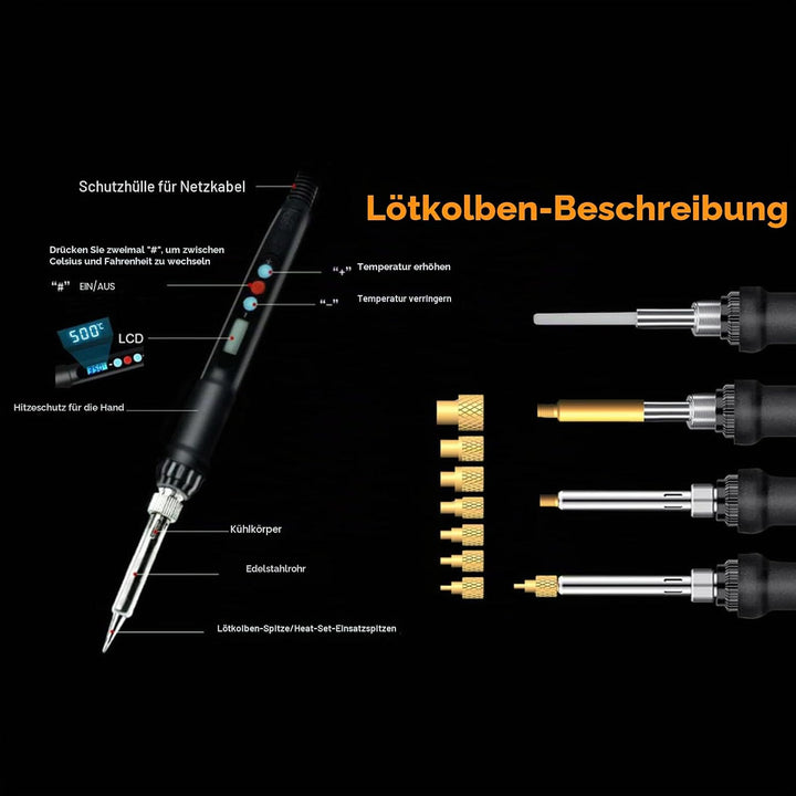 60W Digital Lötkolben mit Spitzen und 380 Stück M2 M2.5 M3 M4 M5 M6 (1/4) M8 Gewindeeinsätze für Ein