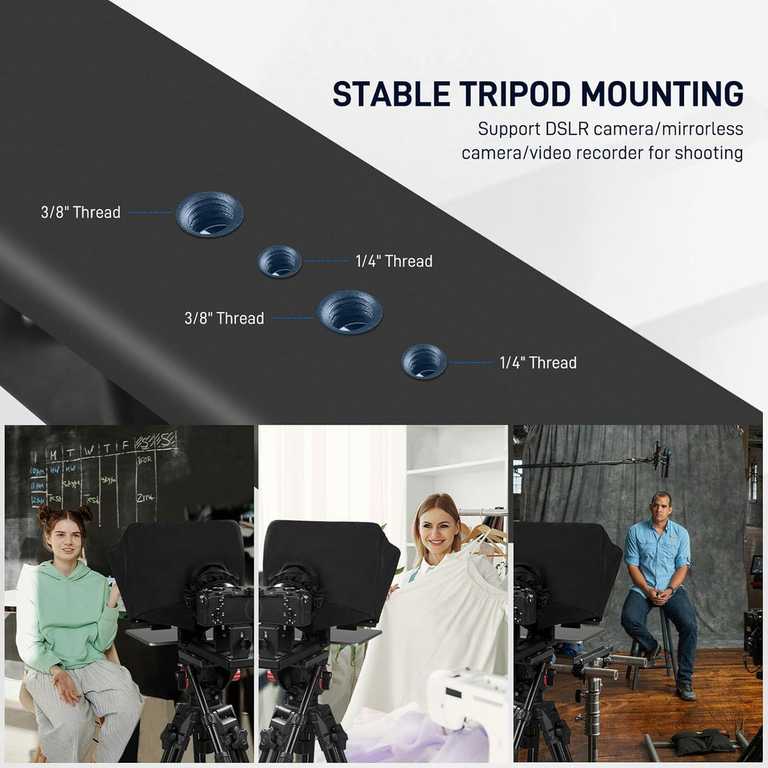 GVM 12" Teleprompter mit Fernbedienung und App, zusammenklappbarer Teleprompter für Pad Tablet, Tele