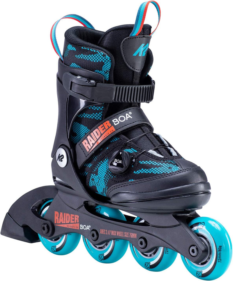 K2 Skates Jungen Raider Boa — Black-Turquoise Inline Skates L (EU: 35-40 / UK: 3-7 / US: 4-8) Black