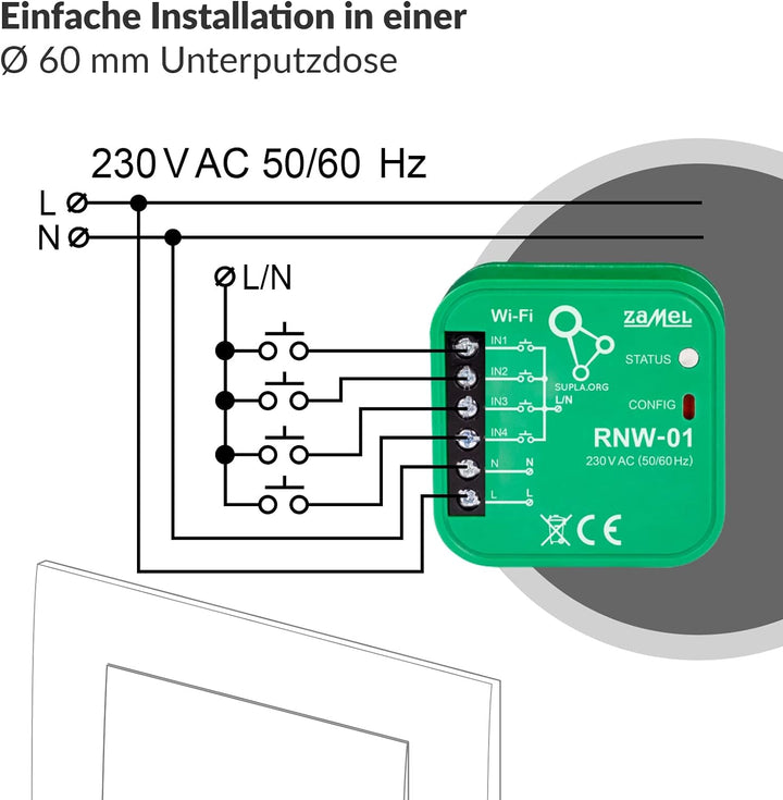 Supla Zamel 4 Wi-Fi Eingänge Interface