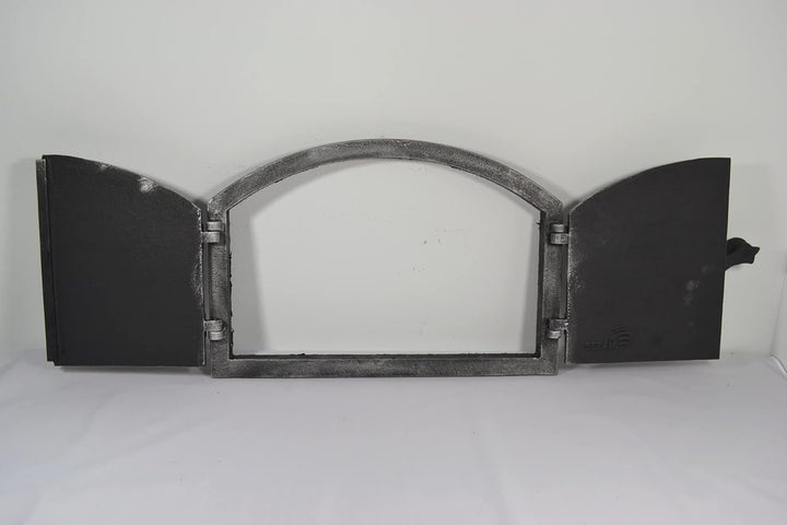 SEZAM doppelte Backofentür aus Gusseisen mit Türriegel, Nietenoptik, Pizzaofentür - Brotofen - Stein