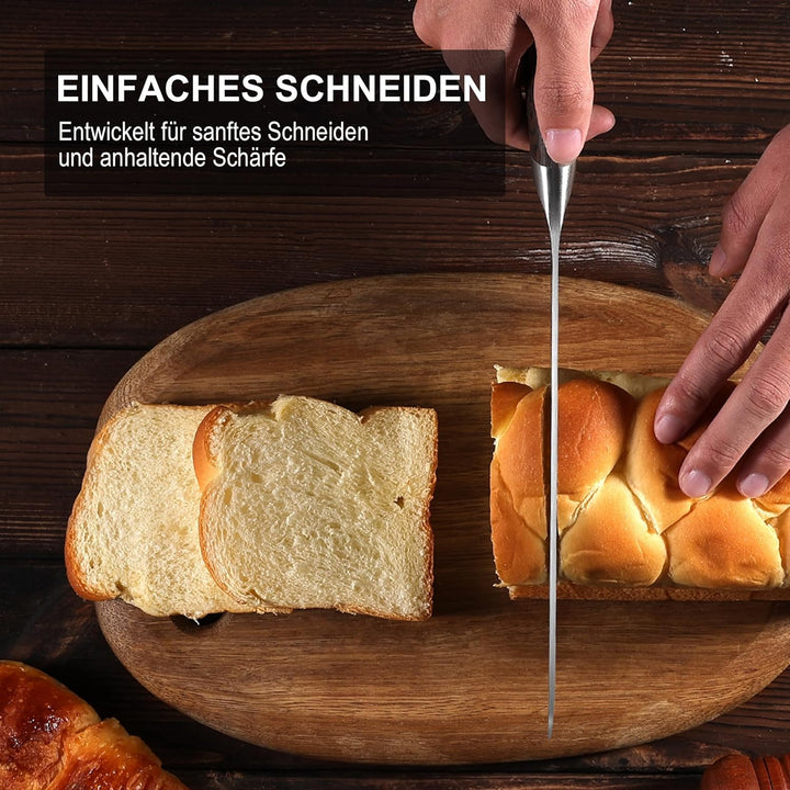 Brotmesser Profi 20cm Wellenschliff: Extra Scharfe Messer aus Hochwertigem Edelstahl mit Ergonomisch
