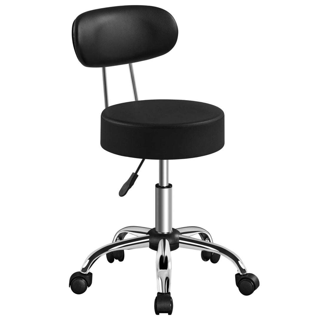 Yaheetech Rollhocker Arbeitshocker mit Rückenlehne Höhenverstellbarer 75.5-85cm,Drehhocker mit Rolle